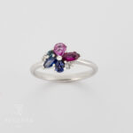 Saphir, Rubin, Brillanten Ring