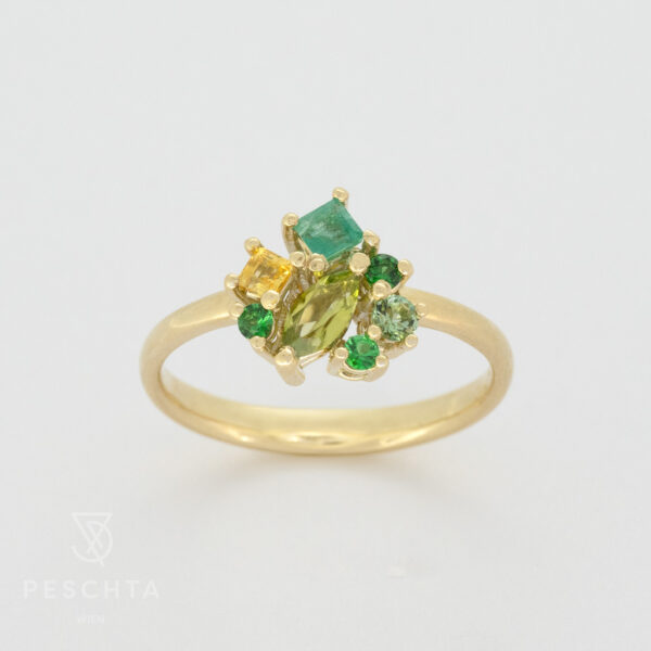 Peridot, Turmalin, Tsavorit, Smaragd, Saphir Ring