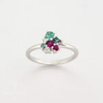 Saphir, Rubin, Turmalin, Brillanten Ring